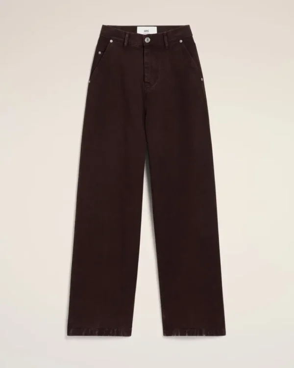 Hot Burgundy Cotton Wide Fit Jeans Women Denim | Trousers