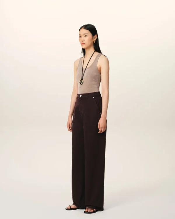 Hot Burgundy Cotton Wide Fit Jeans Women Denim | Trousers