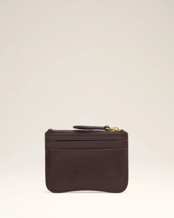 Best Sale Burgundy Leather Paris Paris Zipped Card Holder Women Card Holders | Small Leather Goods