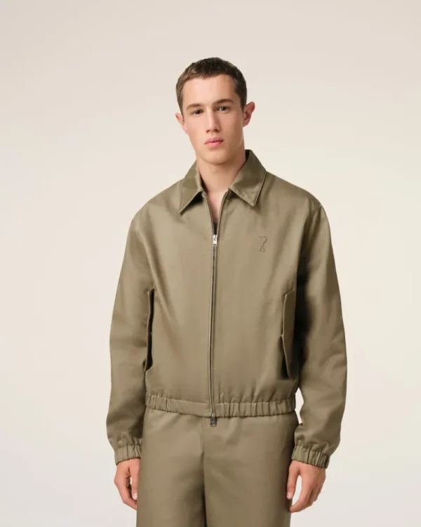 Hot Green Cotton Ami de Coeur Zipped Jacket Coats & Jackets | Ami De Coeur