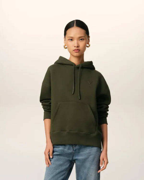 Best Sale Green Cotton Ami de Coeur Hoodie Women Sweatshirts & Hoodies | Ami De Coeur