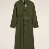 Cheap Green Cotton Belted Mac Coats & Jackets