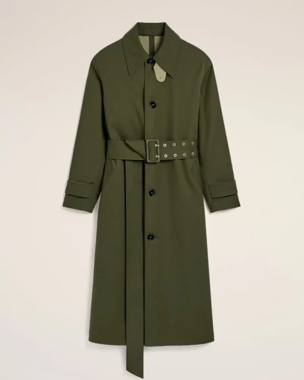 Cheap Green Cotton Belted Mac Coats & Jackets
