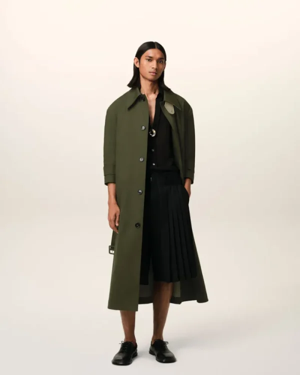 Cheap Green Cotton Belted Mac Coats & Jackets