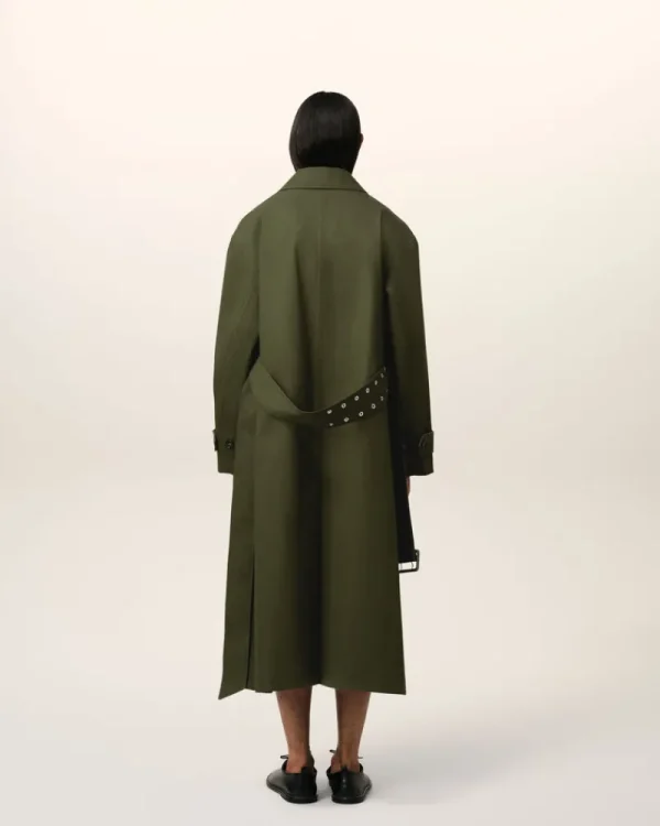 Cheap Green Cotton Belted Mac Coats & Jackets