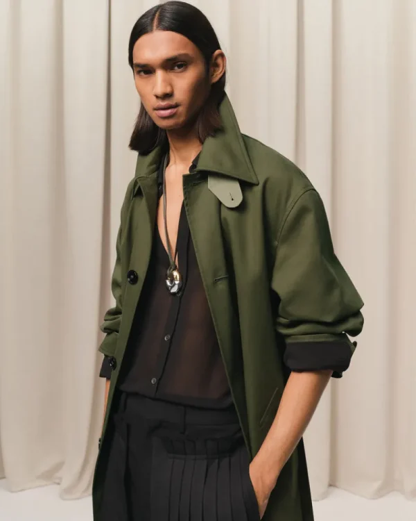 Cheap Green Cotton Belted Mac Coats & Jackets