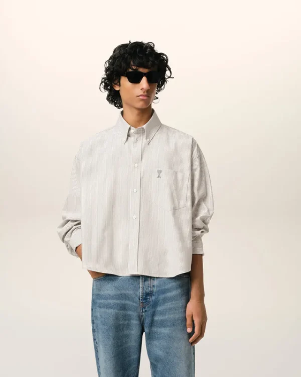 Clearance Green Cotton Cropped Oversized Shirt Women Shirts | Ami De Coeur