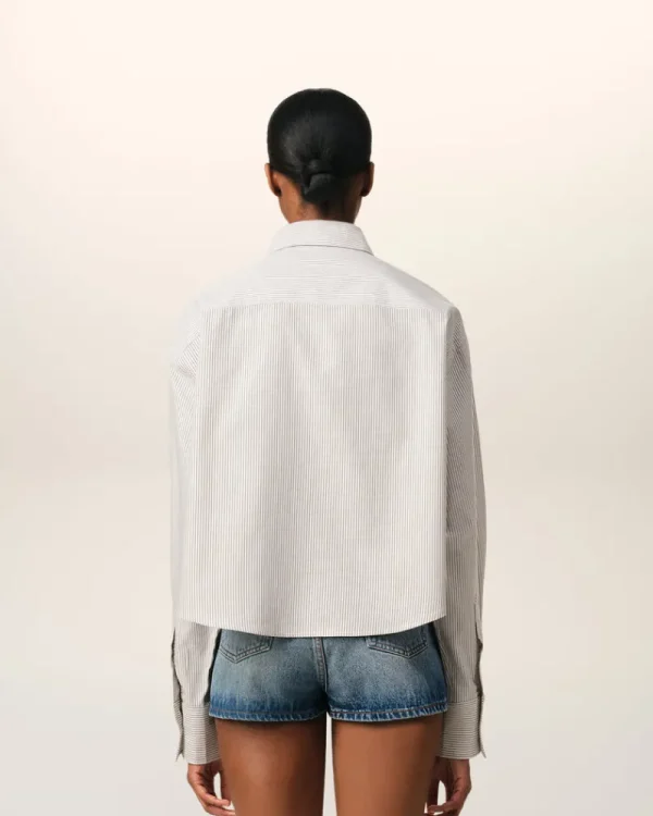 Clearance Green Cotton Cropped Oversized Shirt Women Shirts | Ami De Coeur