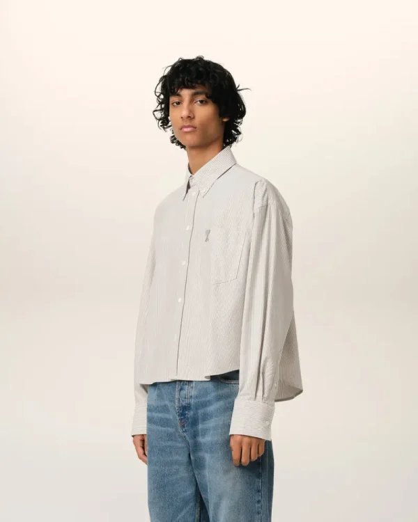 Clearance Green Cotton Cropped Oversized Shirt Women Shirts | Ami De Coeur