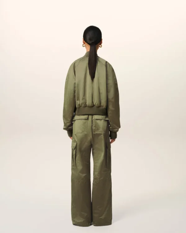Best Sale Green Cotton Satin Ami de Coeur Bomber Women Coats & Jackets | Ami De Coeur