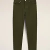 Fashion Green Cotton Tapered Fit Jeans Denim | Trousers