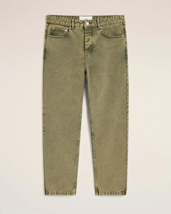 Clearance Green Cotton Tapered Fit Jeans Trousers | Denim