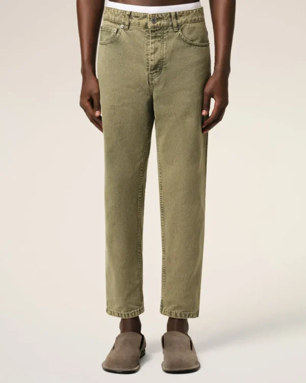 Clearance Green Cotton Tapered Fit Jeans Trousers | Denim
