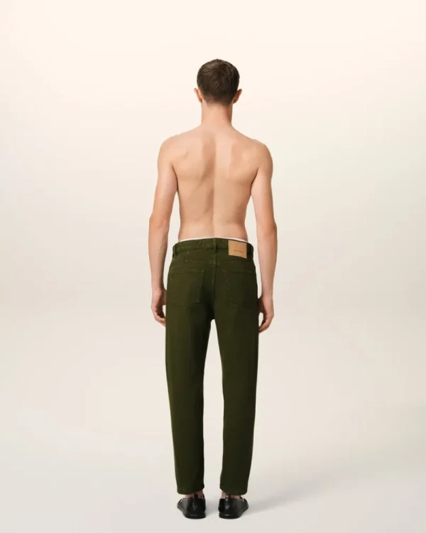 Fashion Green Cotton Tapered Fit Jeans Denim | Trousers
