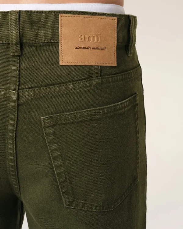 Fashion Green Cotton Tapered Fit Jeans Denim | Trousers