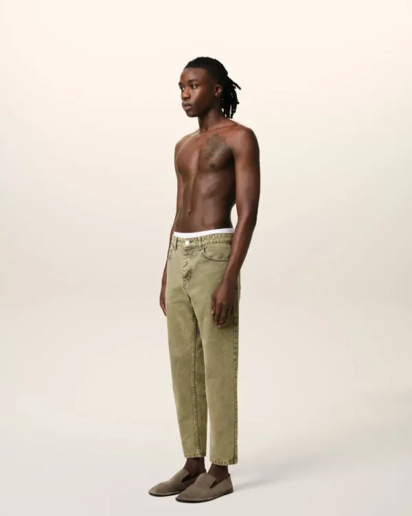 Clearance Green Cotton Tapered Fit Jeans Trousers | Denim
