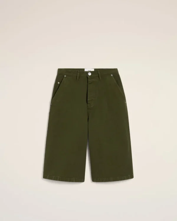 Cheap Green Cotton Wide Fit Bermuda Short Shorts