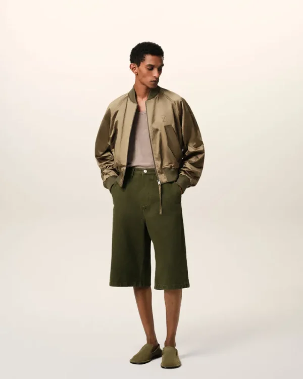 Cheap Green Cotton Wide Fit Bermuda Short Shorts