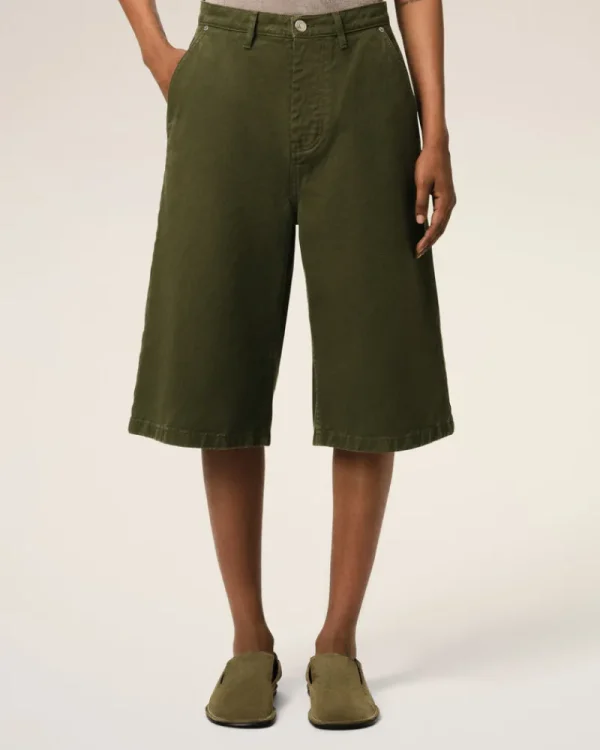Cheap Green Cotton Wide Fit Bermuda Short Shorts
