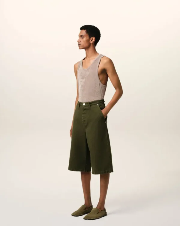 Cheap Green Cotton Wide Fit Bermuda Short Shorts