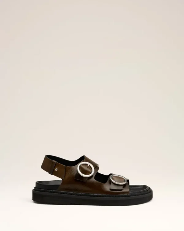 Hot Green Leather Fussbet Midi Sandals Women Flats | Flats