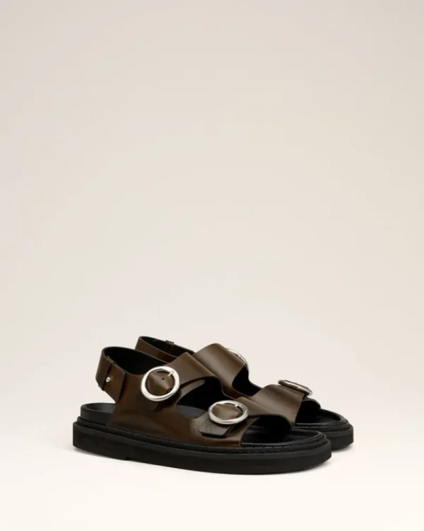 Hot Green Leather Fussbet Midi Sandals Women Flats | Flats