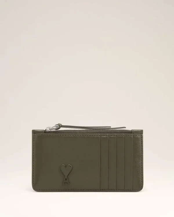 Best Sale Green Leather Zipped Card Holder Women Card Holders | Small Leather Goods