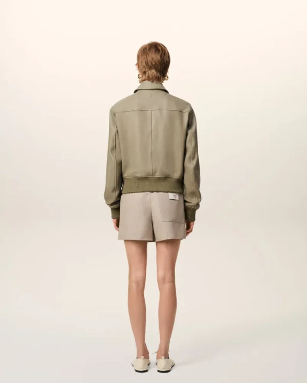Hot Green Leather Zipped Jacket Women Coats & Jackets | Coats & Jackets