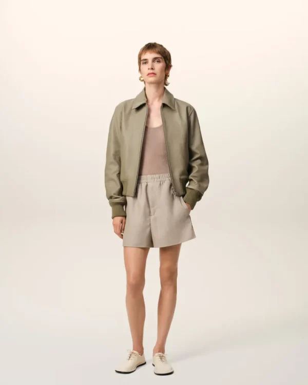 Hot Green Leather Zipped Jacket Women Coats & Jackets | Coats & Jackets