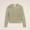 Flash Sale Green Mouliné Textured Knit Crewneck Sweater Women Sweaters & Cardigans | Sweaters & Cardigans