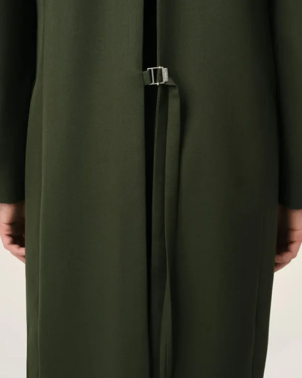 Store Green Wool Back Slit Long Coat Coats & Jackets