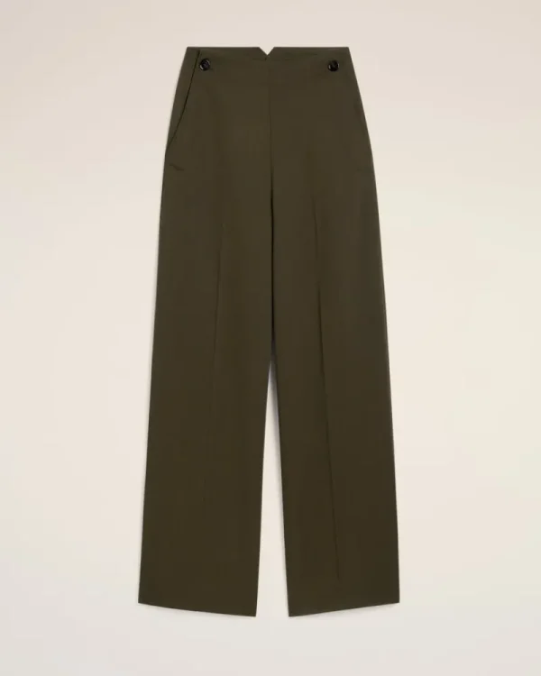 Cheap Green Wool Sailor Trousers Women Trousers