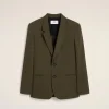 Discount Green Wool Semi-Lined Jacket Coats & Jackets
