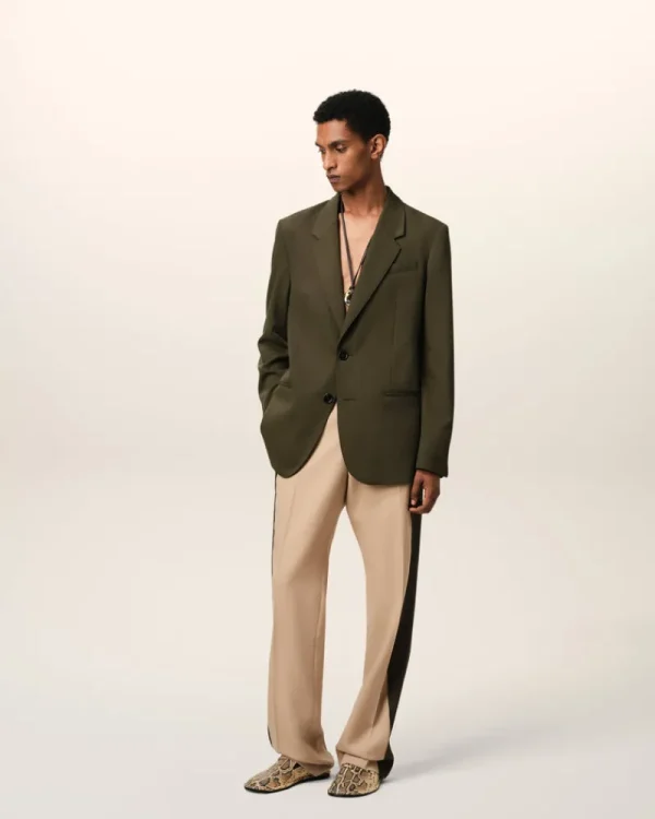 Discount Green Wool Semi-Lined Jacket Coats & Jackets