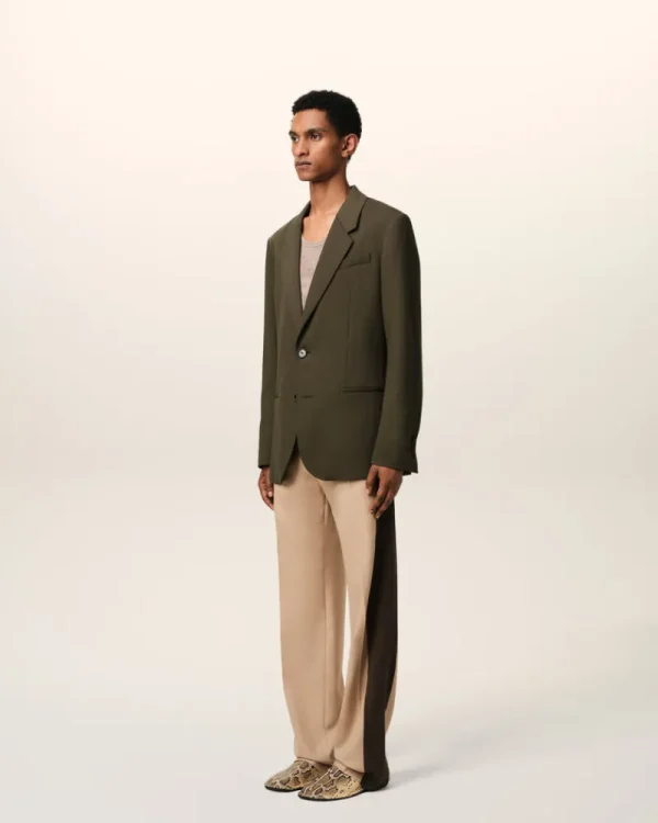 Discount Green Wool Semi-Lined Jacket Coats & Jackets