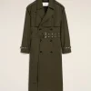 Discount Green Wool Trench Coat Coats & Jackets