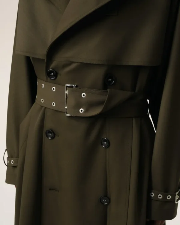 Discount Green Wool Trench Coat Coats & Jackets