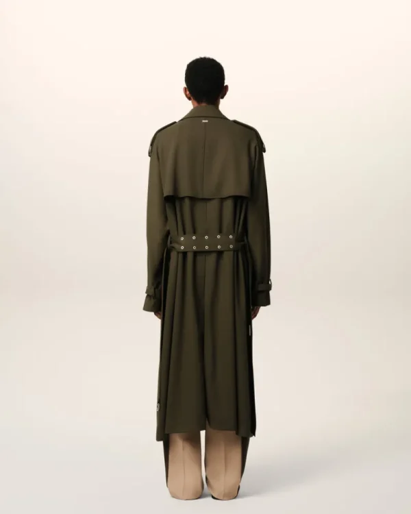 Discount Green Wool Trench Coat Coats & Jackets