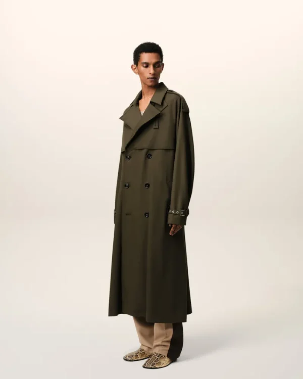 Discount Green Wool Trench Coat Coats & Jackets