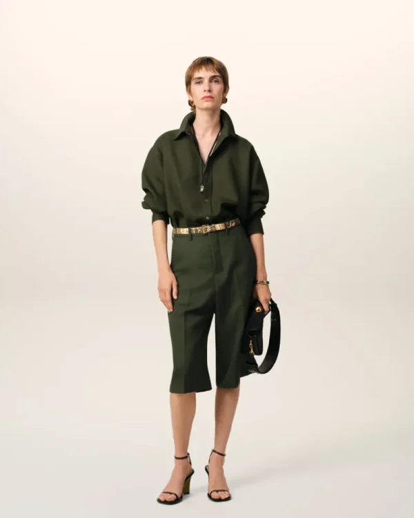 Discount Green Wool Wide Bermuda Women Shorts & Skirts