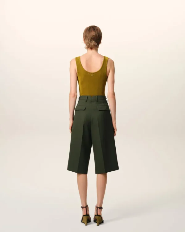 Discount Green Wool Wide Bermuda Women Shorts & Skirts