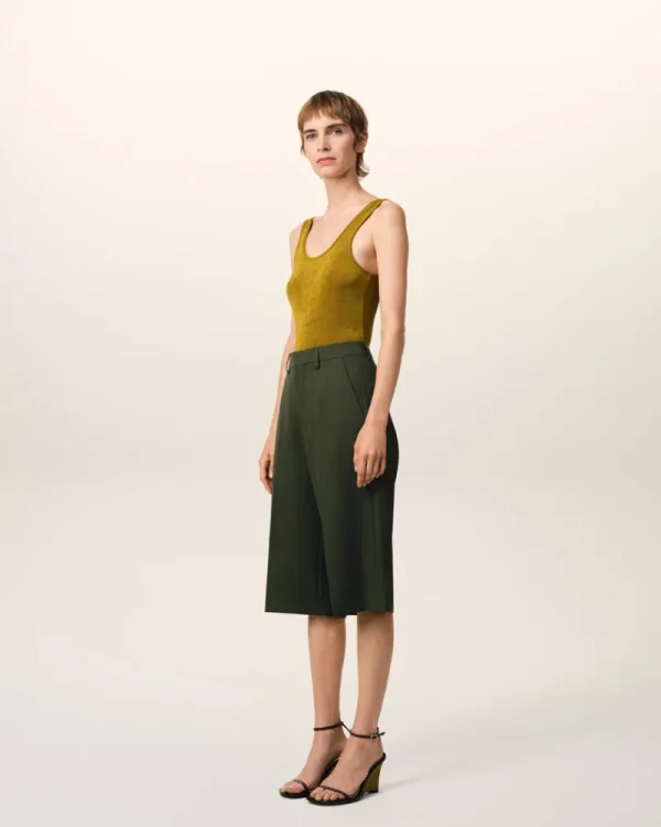 Discount Green Wool Wide Bermuda Women Shorts & Skirts