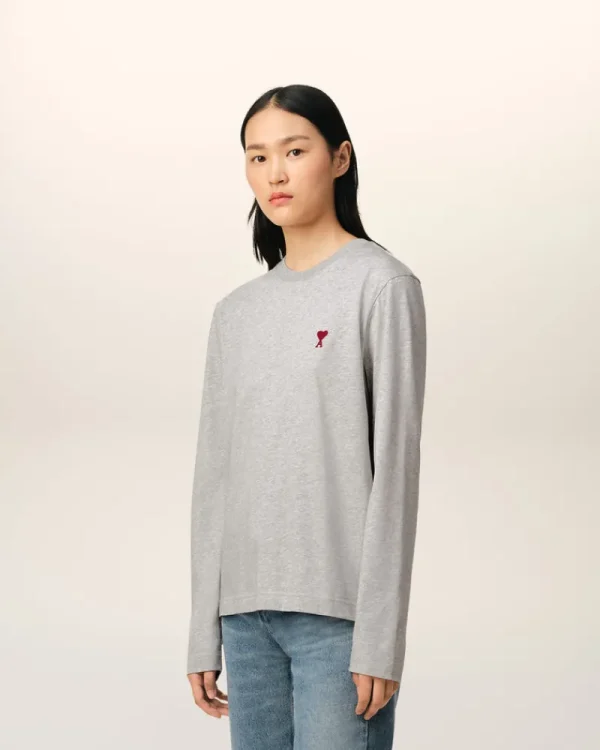 Best Grey Cotton Ami de Coeur Long Sleeves T-Shirt Women T-shirts & Polos | Ami De Coeur