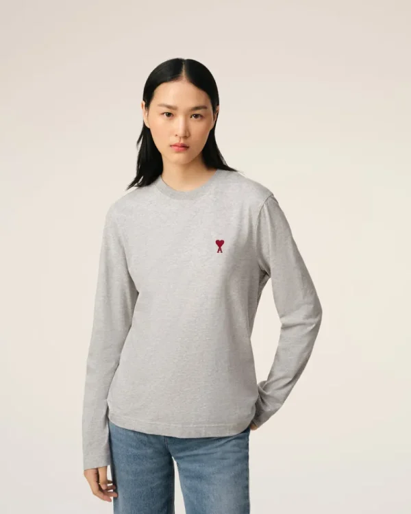 Best Grey Cotton Ami de Coeur Long Sleeves T-Shirt Women T-shirts & Polos | Ami De Coeur