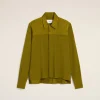 Shop Khaki Contrasted Top Long Sleeve Shirt Women Shirts