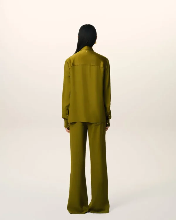 Shop Khaki Contrasted Top Long Sleeve Shirt Women Shirts