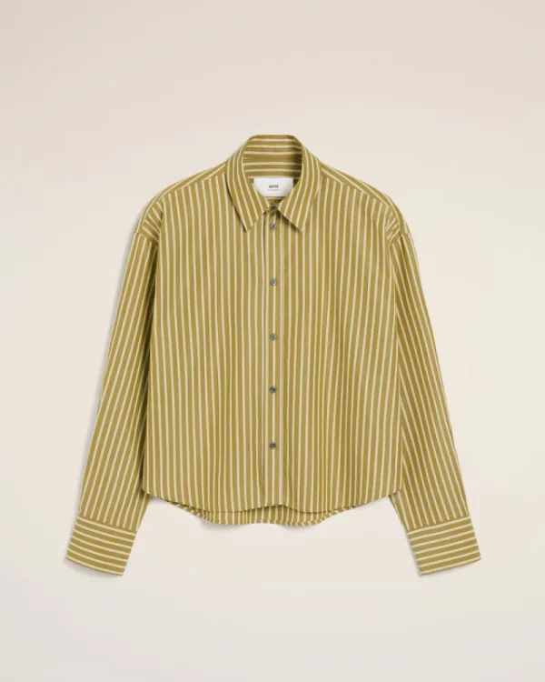 Hot Khaki Cotton Cropped Oversized Shirt Women Shirts | Shirts