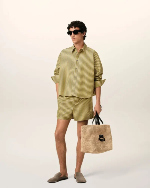 Hot Khaki Cotton Cropped Oversized Shirt Women Shirts | Shirts