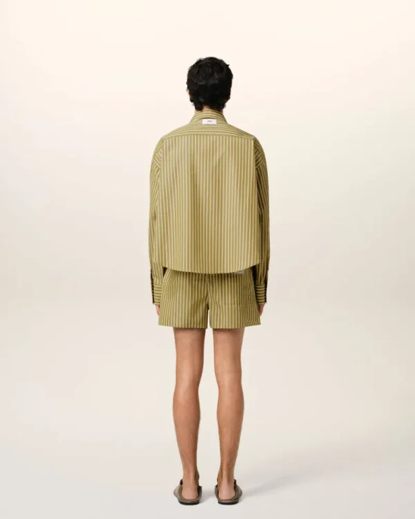 Hot Khaki Cotton Cropped Oversized Shirt Women Shirts | Shirts