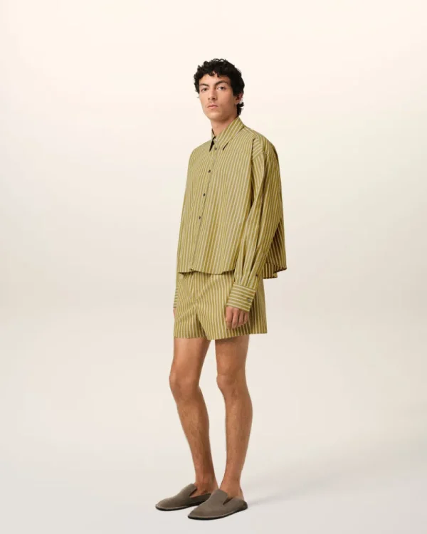 Hot Khaki Cotton Cropped Oversized Shirt Women Shirts | Shirts